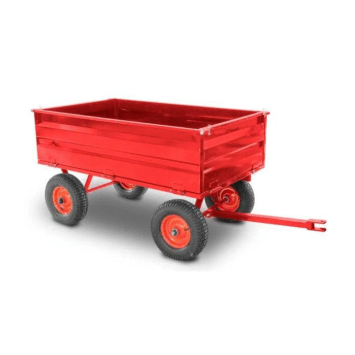 Remorque en acier avec timon articulé et capacité de charge de 600 kg. – Image 1